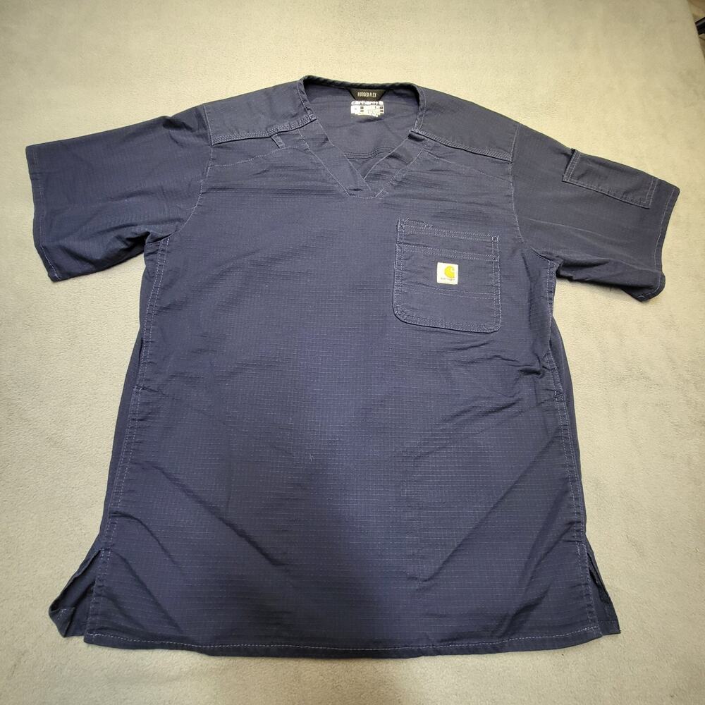 Carhartt Scrubs Shirt Womens M Blue Rugged Flex Modern‎ Fit Nursing Medical